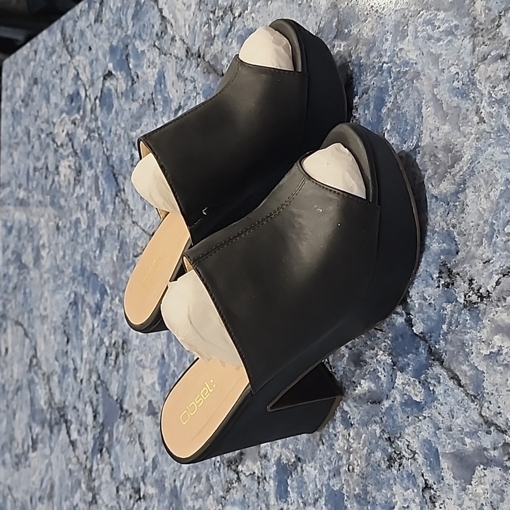 Obsel platform clogs black 38